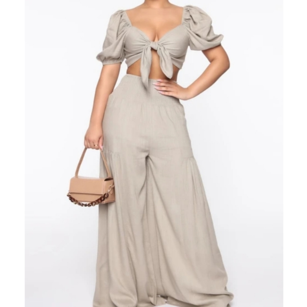 Taupe 2 piece pants set